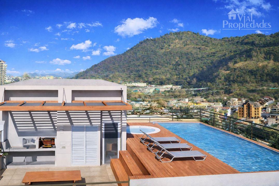 Departamento Estudio a pasos del Metro. Terraza Mirador Piscina Vista Despejada